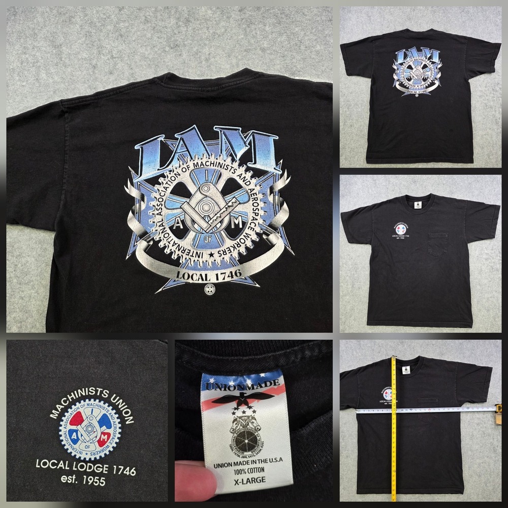 Machinists Union IAM Local 1746 T Shirt Mens XL Black Pocket Graphic USA Tee